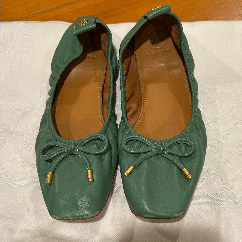 Tory Burch Teal Leather Loafers